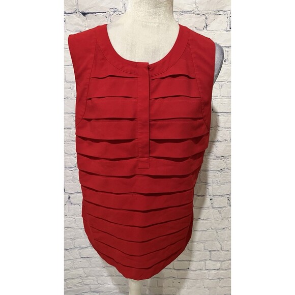 Chico's Tops - Women's Size 2 Large Chico's Red Layered Ruffle Sleeveless 1/2 Button Tank top